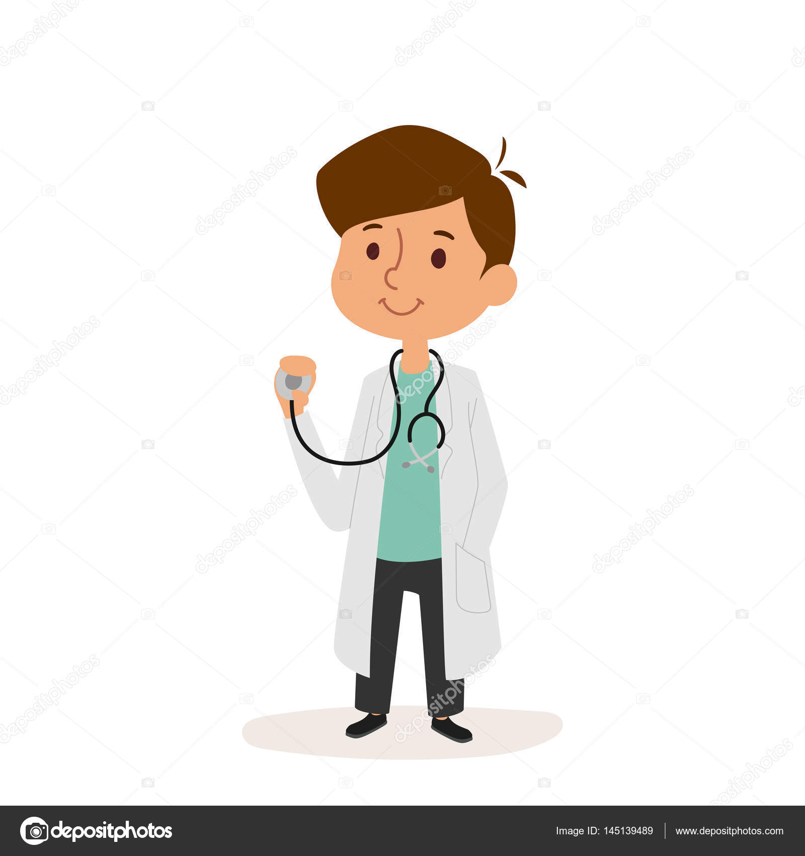 Médico desenho animado personagem pessoa no fundo branco vetor profissão  uniforme trabalhador isolado ilustração criança sorrindo menino jogando  imagem vetorial de adekvat© 145139489